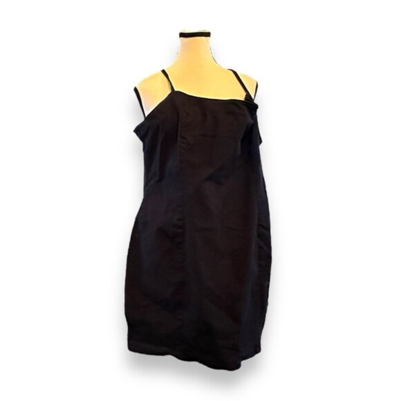 🆕 NWT Women’s H&M Divided Black Stretch Denim Mini Bodycon Dress XL 16 18 - Picture 1 of 8